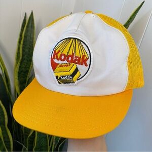 Vintage Kodak Film Victory Caps Yellow Trucker Hat Mesh Toronto Canada Patch VTG